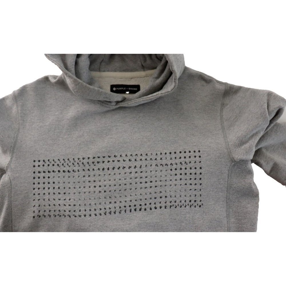 Purple Brand Men's Size Large Gray Hoodie Graphic Sweater Pullover Pocket $425